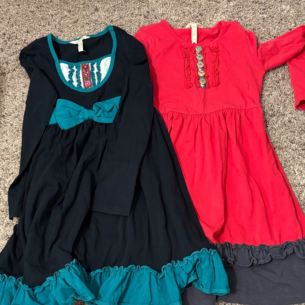 Matilda Jane Kids Dresses in Black and Red with Teal Accents